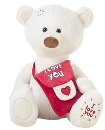 Creaciones Llopis - Peluche ours messager blanc 55 cm - Jouet en peluche douce en polyester pour bébés et enfants