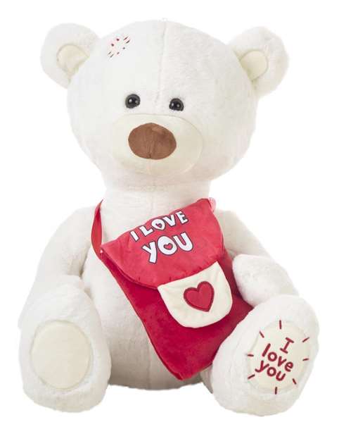Creaciones Llopis - Peluche ours messager blanc 55 cm - Jouet en peluche douce en polyester pour bébés et enfants