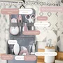 Beaba - Trousse de toilette bébé avec 10 accessoires (thermomètre, ciseaux, peigne, anneau de dentition, mouche-bébé) - Organisation à élastiques et poche zippée - Vieux rose