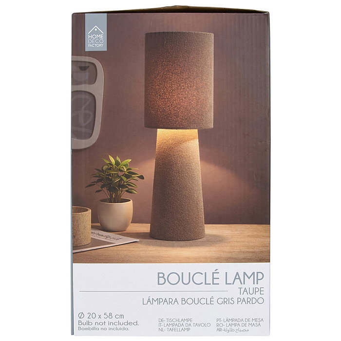 Home Deco Factory Lampe Bouclé Taupe H.58 cm Home Deco Factory Lampe Bouclé Taupe H.58 cm