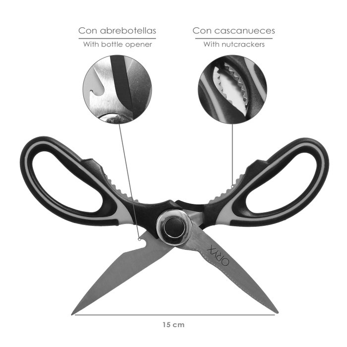 ORYX Tijeras de cocina en acero inoxidable con funda