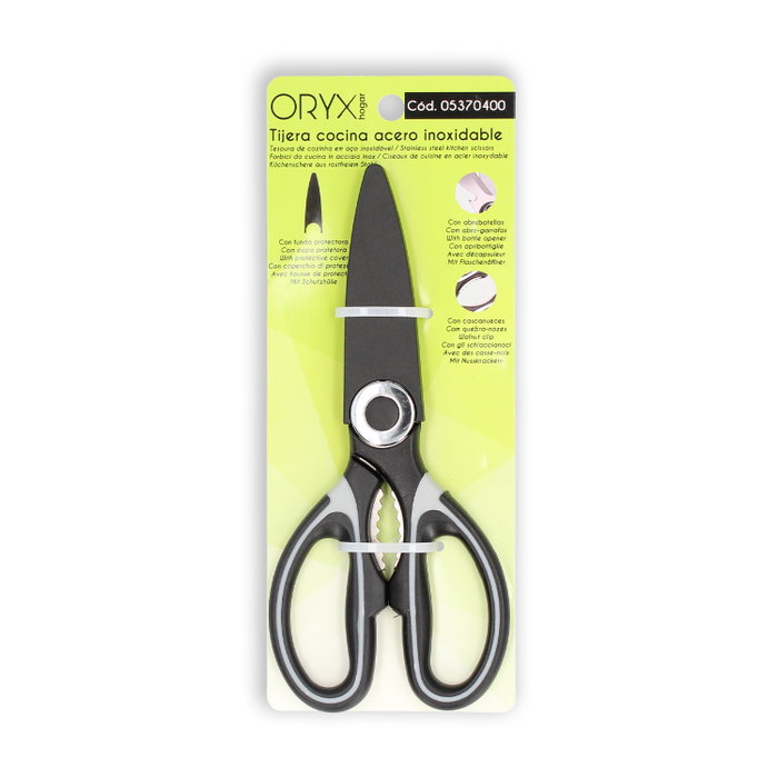 ORYX Tijeras de cocina en acero inoxidable con funda