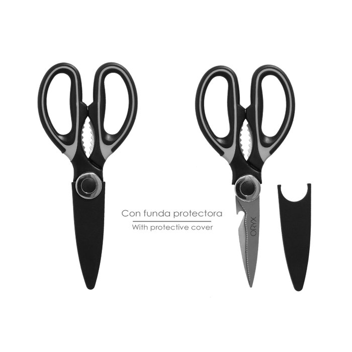 ORYX Tijeras de cocina en acero inoxidable con funda