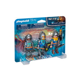 Playmobil Set 3 Chevaliers Novelmore - Figurines avec Armure, Épée, Bouclier, Arbalète et Étoile du Matin
