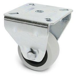 Q&Q Roue Fixe Arrière avec Jante en Caoutchouc Gris Ø50mm H76 Support Acier Zingué 5 Trous
