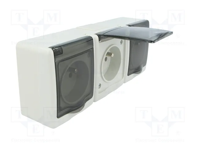 PAWBOL Socle d'alimentation AC 2P+PE 250V 16A gris