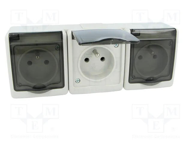PAWBOL Socle d'alimentation AC 2P+PE 250V 16A gris