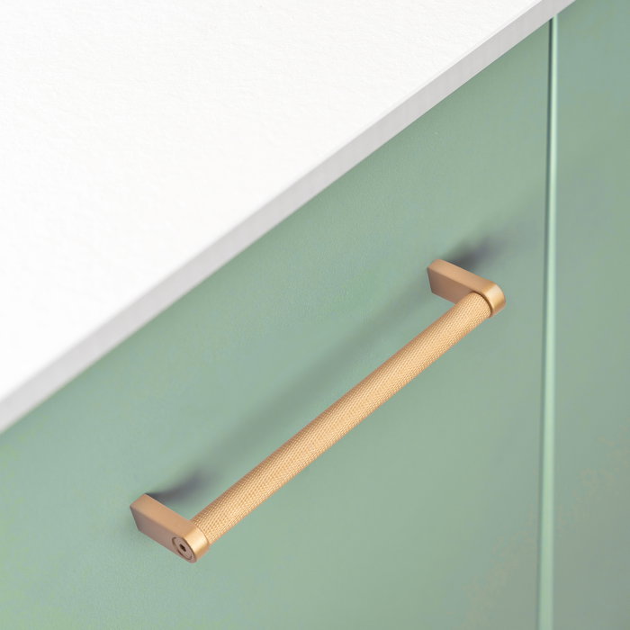 Emuca Lot de 5 poignées pour meubles Bergen, L173mm, entraxe 160mm, Aluminium , peint en or