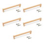 Emuca Lot de 5 poignées pour meubles Bergen, L173mm, entraxe 160mm, Aluminium , peint en or