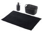 Berilo Lot de 3 pièces pour salle de bain noir plastique (PP) et tissu polyester 24x14x15 cm (Set de 12)