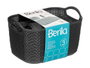 Berilo Lot de 3 pièces pour salle de bain noir plastique (PP) et tissu polyester 24x14x15 cm (Set de 12)
