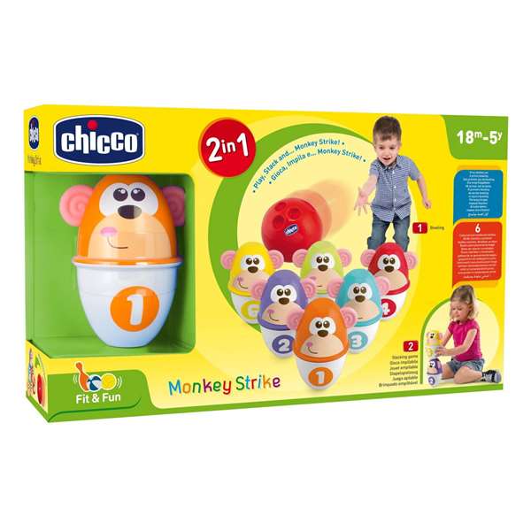 Chicco - Jeu de Bowling Animaux avec Boule - Jouet d'éveil en PVC - Dimensions 11x15x9 cm - Recommandé de 18 mois à 5 ans Chicco - Jeu de Bowling Animaux avec Boule - Jouet d'éveil en PVC - Dimensions 11x15x9 cm - Recommandé de 18 mois à 5 ans