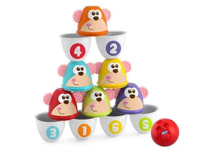 Chicco - Jeu de Bowling Animaux avec Boule - Jouet d'éveil en PVC - Dimensions 11x15x9 cm - Recommandé de 18 mois à 5 ans Chicco - Jeu de Bowling Animaux avec Boule - Jouet d'éveil en PVC - Dimensions 11x15x9 cm - Recommandé de 18 mois à 5 ans