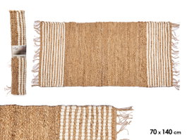 Giftdecor Tapis Naturel Rayures Blanc 70 x 140 cm en Jute et Coton (Set de 8)