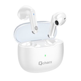 Qcharx Harmony Écouteurs TWS Bluetooth 5.3 Blanc avec Réduction de Bruit ENC et Autonomie 5 Heures