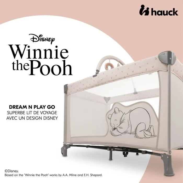 Hauck Lit Parapluie Dream N Play Go 60 x 120 cm Winnie the Pooh Arcoíris Beige Pliable Roues AAAPN65436