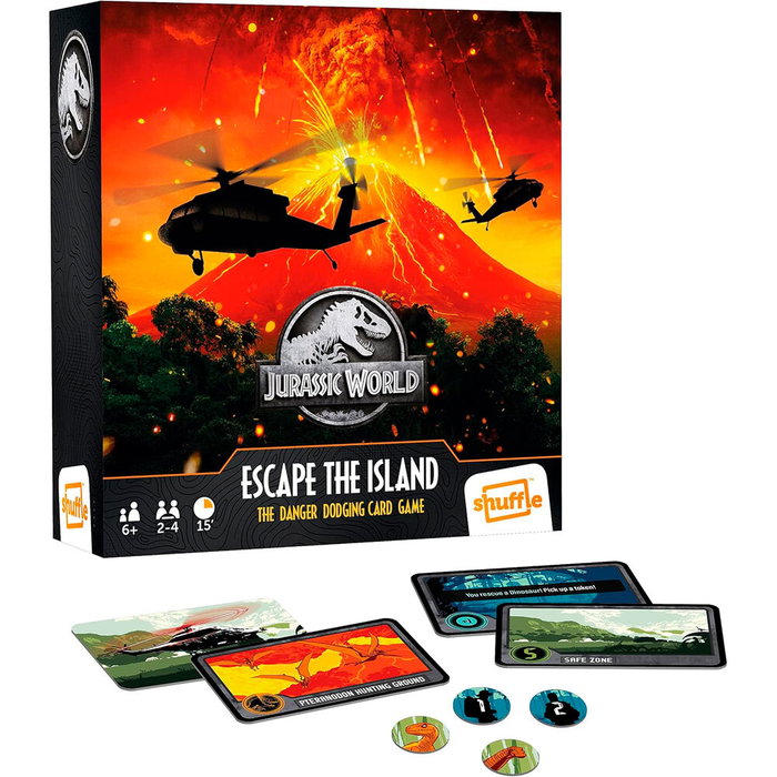 SHUFFLE Jeu de société Jurassic World - Jeu de plateau avec dinosaures, à partir de 6 ans, 2 à 4 joueurs, durée 15 min
