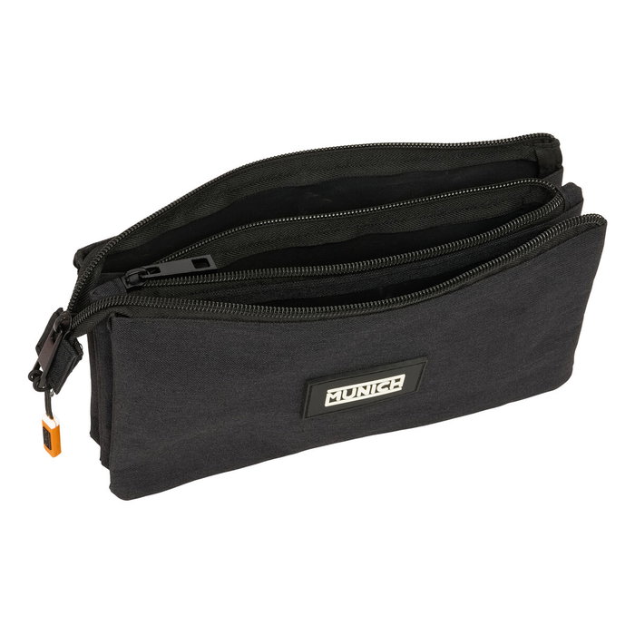 Trousse Fourre-Tout Triple Munich Lagoon Noir 22 x 12 x 3 cm Trousse Fourre-Tout Triple Munich Lagoon Noir 22 x 12 x 3 cm