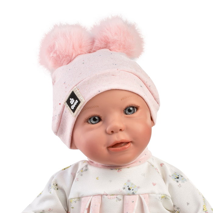 Poupée Reborn Nieves avec Poids 38 cm 10328 Guca - Camisette Blanche, Polo Rose, Bonnet, Couverture, Tétine