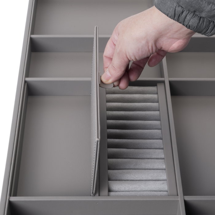 Emuca Kit tiroir organisateur et rack ajustable Quartz pour armoires, glissières extension totale et à fermeture douce, Module 90cm, Finition Titane