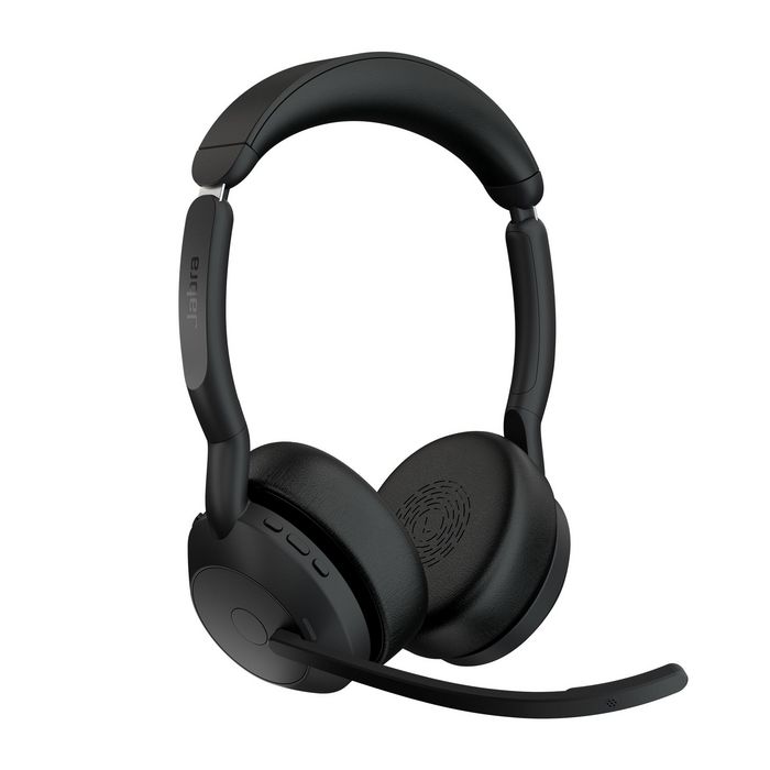Jabra Evolve2 55 Link380a - Casque audio stéréo professionnel UC avec réduction de bruit active ANC, Bluetooth et support de charge pour bureau