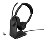 Jabra Evolve2 55 - Casque Stéréo sans fil avec socle de chargement, Noir