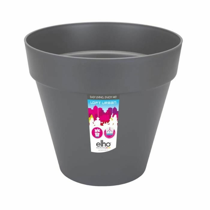 Elho Pot de fleurs Loft Urban Rond Gris anthracite avec roues