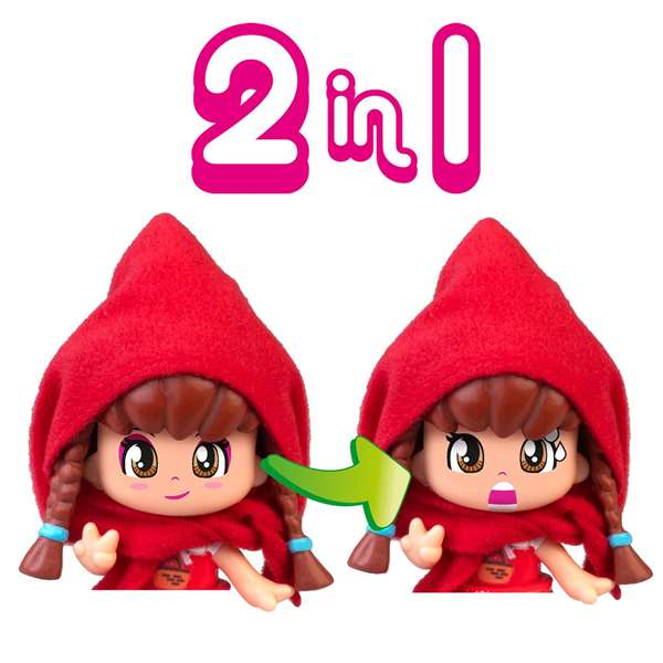 Famosa - Figurine Pinypon Cuentos avec sac et armoire de rangement de 8 cm - Jeu de rôle et accessoires - Langue espagnole