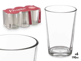 VIVALTO Set de 6 verres lisses transparents 190 ml