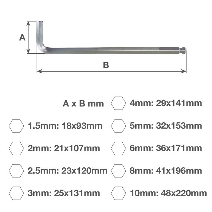Hantums Jeu de 9 clés Allen de 1,5 à 10 mm