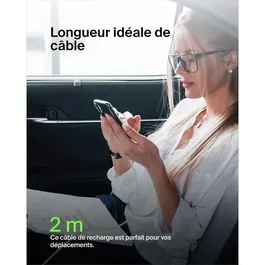 Belkin Câble USB-C vers USB-A 2 m Tressé Blanc - Recharge Rapide et Fiable - Résistant et Flexible