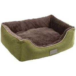 Kerbl - Panier et coussin Samuel pour chien ou chat, housse en peluche moelleuse avec coussin réversible, 60 x 50 x 17 cm - Gris/Gris foncé