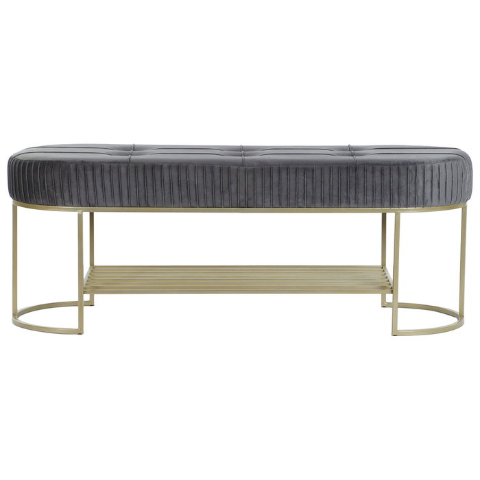Banquette DKD Home Decor Gris Doré Métal 120 x 40 x 45 cm