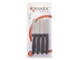 Kinvara Set de 4 couteaux à tartiner noirs 12x26x1 cm acier inoxydable et plastique (Set de 12)