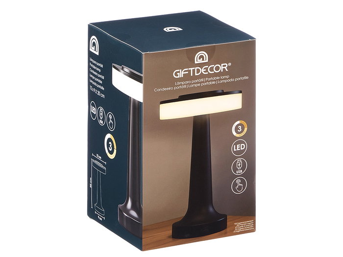 Giftdecor Lampe de Table Space Touch Noir Métal Plastique 12 x 20 x 9 cm (Set de 8)
