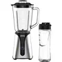 JOCCA - Mixeur 350 W avec bol en verre 1 L, bouteille à emporter 600 ml, 4 lames amovibles, base antiglisse - Noir