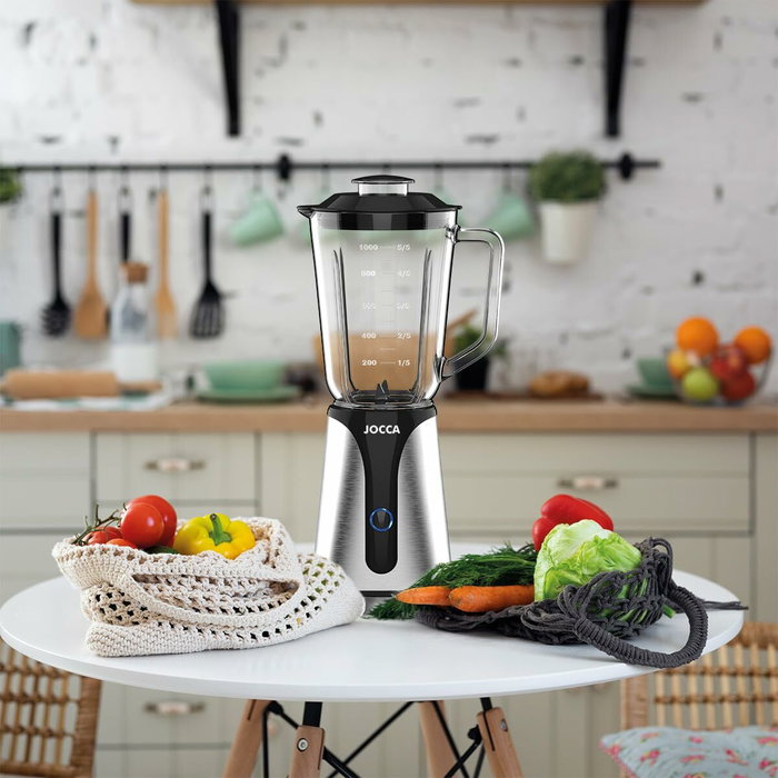 Jocca Mixeur Blender Noir avec Bol en Verre 1 L et Bouteille 600 ml Jocca Mixeur Blender Noir avec Bol en Verre 1 L et Bouteille 600 ml