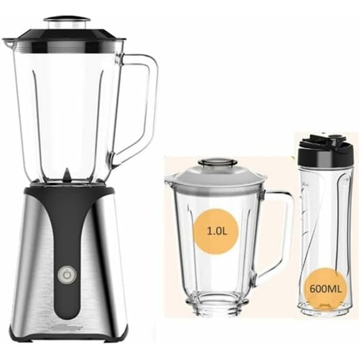 Jocca Mixeur Blender Noir avec Bol en Verre 1 L et Bouteille 600 ml Jocca Mixeur Blender Noir avec Bol en Verre 1 L et Bouteille 600 ml