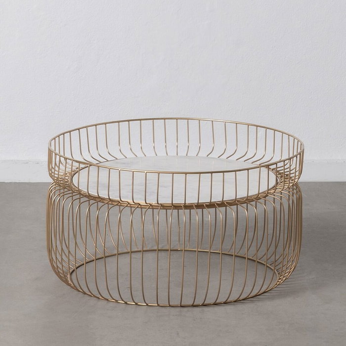 BigBuy Home Table Basse Blanc Doré 72 x 72 x 40 cm