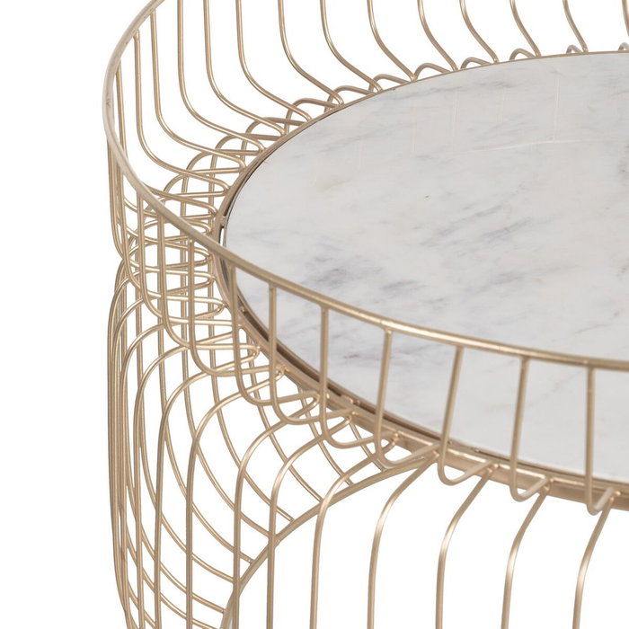 BigBuy Home Table Basse Blanc Doré 72 x 72 x 40 cm