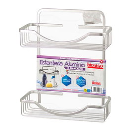 Hidalgo Étagère de toilette 2 plateaux aluminium 28,5 x 12,5 x 34 cm fixation par vis