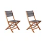 EDEN - Lot de 2 chaises de jardin pliantes en bois d'acacia FSC avec assise textilene, Gris, 58 x 58 x H90 cm
