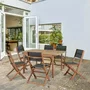 EDEN - Lot de 2 chaises de jardin pliantes en bois d'acacia FSC avec assise textilene, Gris, 58 x 58 x H90 cm