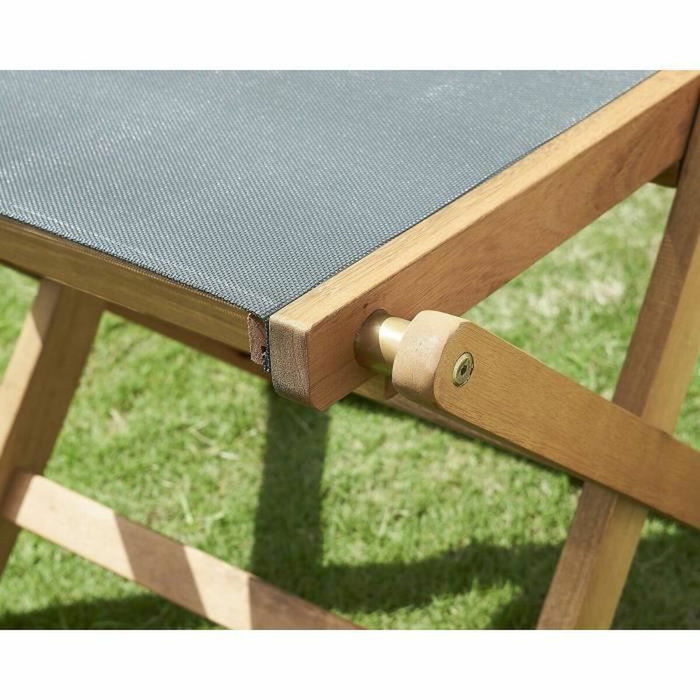 BigBuy Outdoor Lot de 2 chaises de jardin pliantes EDEN en bois d'acacia et textilène gris