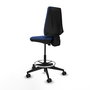 Tabouret Taburete Elche Contact permament de base Tissu Bleu foncé Base pyramidale noire Sans accoudoirs Sans appui-tête Roulettes 65mm nylon