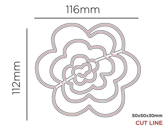 Misskuty Pochoir fin ZAG Fleurs et Plantes grande fleur 3D