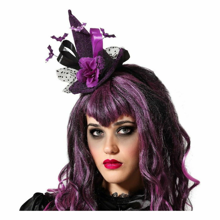Atosa Diadema Halloween Bruja Morado Mujer Adulto avec chapeau et voile Atosa Diadema Halloween Bruja Morado Mujer Adulto avec chapeau et voile
