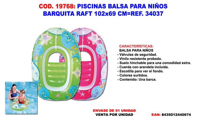 Barquita Raft Gonflable pour Enfants 102x69 cm Barquita Raft Gonflable pour Enfants 102x69 cm