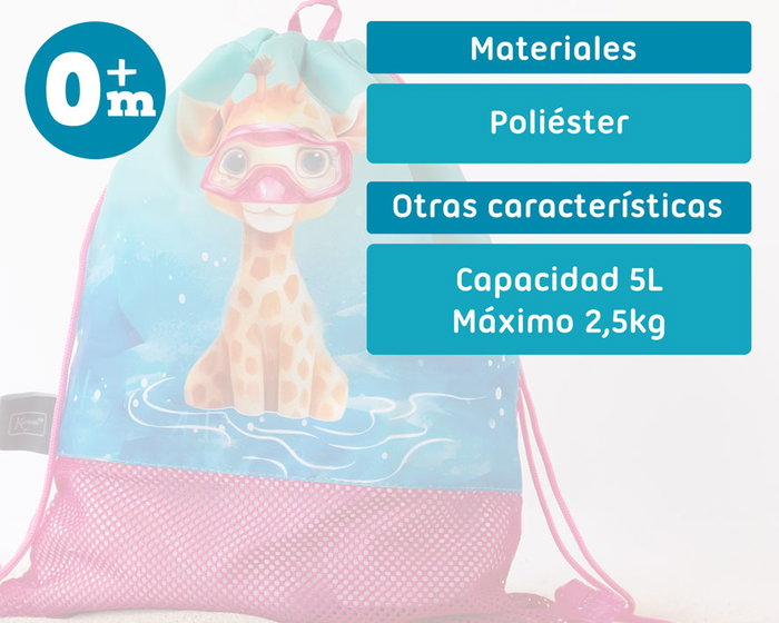KioKids Sac de plage transformable en sac à dos pour enfant avec motif animaux, couleur fuchsia, 5 litres, Safari fun