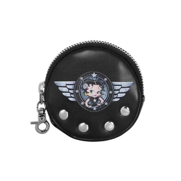 Karactermania Porte-monnaie rond Betty Boop motif 'Motor Love', PVC avec doublure polyester, dimensions 8.7 x 2.3 x 8.7 cm